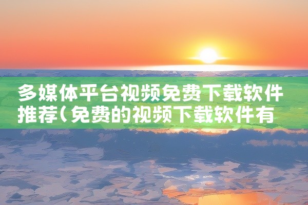 多媒体平台视频免费下载软件推荐